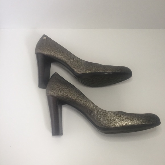 Calvin Klein Olive 2 Metallic Heels Size 10 - Picture 3 of 6